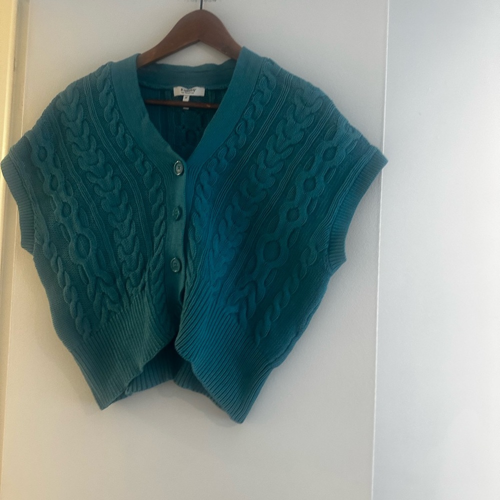 Blue Cable Knit Cardigan Sweater NWOT